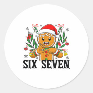 Adesivo Redondo 67 Seis Sete Meme Divertido Natal Biscoito de Nata