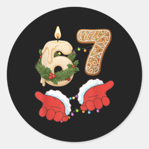 Adesivo Redondo 67 Seis Sete Meme Natal Vela Gengibre Gen