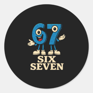 Adesivo Redondo 67 Six Seven 6-7 - Camisa engraçada de cérebro ita