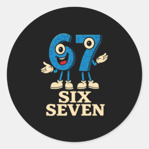Adesivo Redondo 67 Six Seven 6-7 - Divertido Italian Brainrot Cria