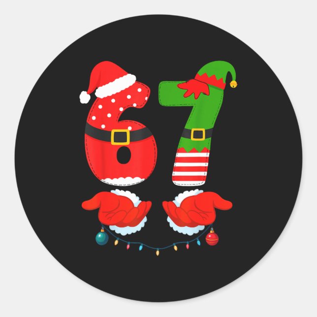 Adesivo Redondo 67 Six Seven 6 7 Meme E Couple Christmas Matching  (Frente)