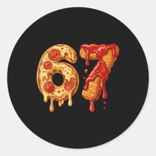 Adesivo Redondo 67 Six Seven 6-7 Pizza & Chicken Nugget - Bra Infa