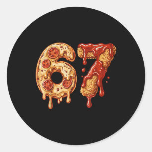 Adesivo Redondo 67 Six Seven 6-7 Pizza & Chicken Nugget - Bra Infa