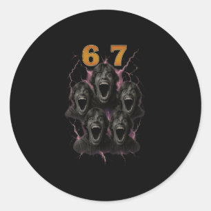 Adesivo Redondo 67 Six Seven Bootleg 6 7 Design de Meme Engraçado
