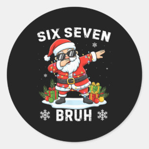 Adesivo Redondo 67 Six Seven Bruh Camiseta engraçada de Natal Tend