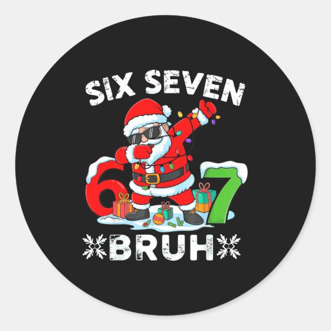 Adesivo Redondo 67 Six Seven Bruh Christmas 6 7 Meme  (Frente)