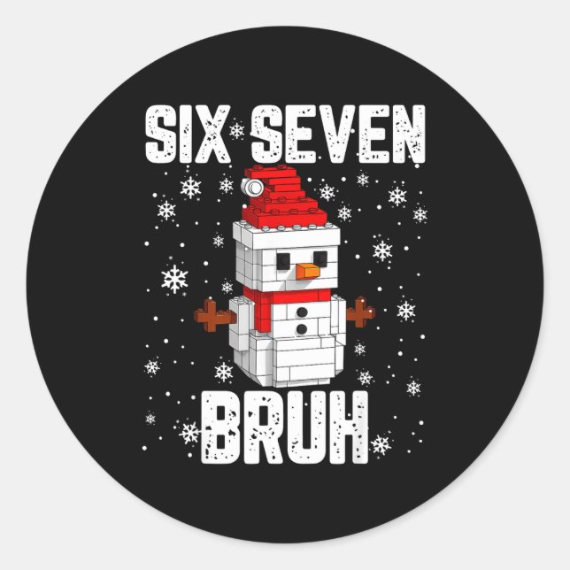 Adesivo Redondo 67 Six Seven Bruh Snowman Building Blocks Christma (Frente)
