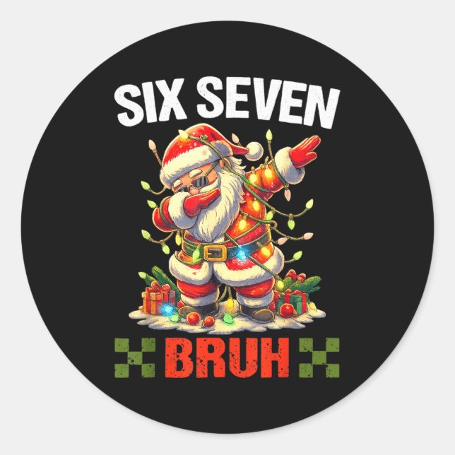 Adesivo Redondo 67 Six Seven Burh Funny Christmas 6 7 Meme Men Wom (Frente)