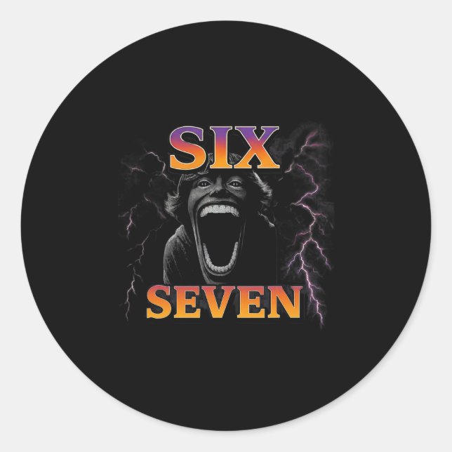 Adesivo Redondo 67 Six Seven Contrabando 6 7 Design de Meme Engraç (Frente)