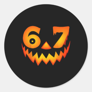 Adesivo Redondo 67 Six Seven Fantasia de Halloween para Alunos Pro
