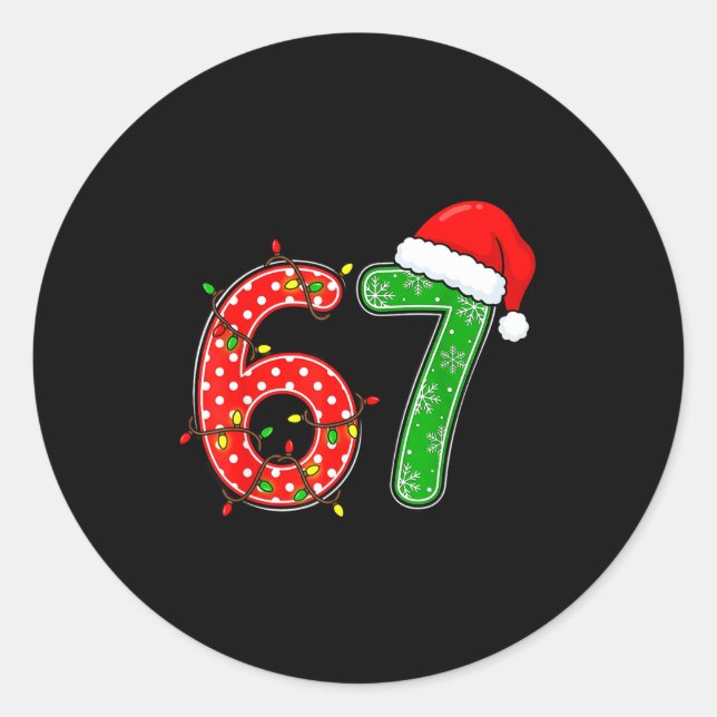 Adesivo Redondo 67 Six Seven Meme Funny Christmas 6 7 Meme Men Wom (Frente)