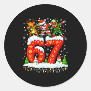 Adesivo Redondo 67 Six Seven Meme Geração Alpha Natal Elfo Re
