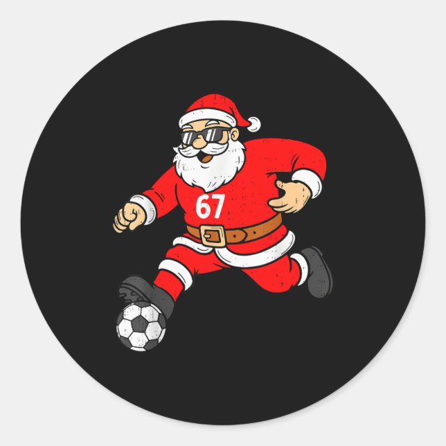 Adesivo Redondo 67 Soccer Santa Six Seven Meme Christmas Srt Men B (Frente)