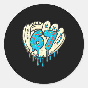 Adesivo Redondo 67 Sorvete Drip Engraçado Seis Sete Baseball