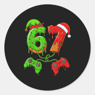 Adesivo Redondo 67 Sorvete Gotejamento Meme Gamer Seis Sete Natal 