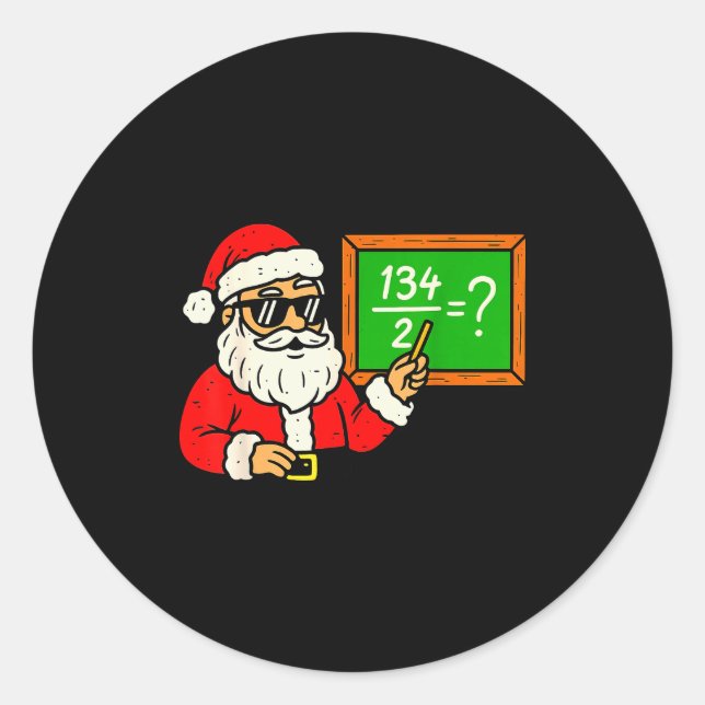 Adesivo Redondo 67 Teacher Christmas Santa Six Seven Meme Brainrot (Frente)