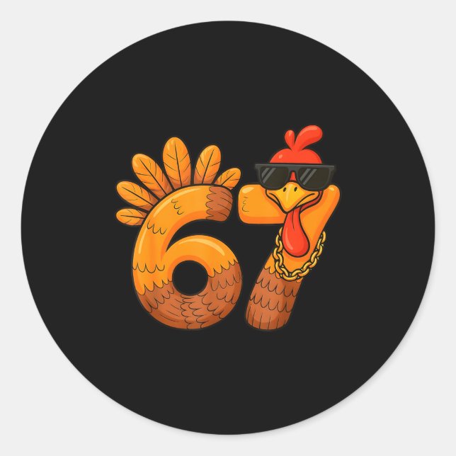 Adesivo Redondo 67 Thanksgiving Funny Turkey Thanksgiving 67 Turke (Frente)