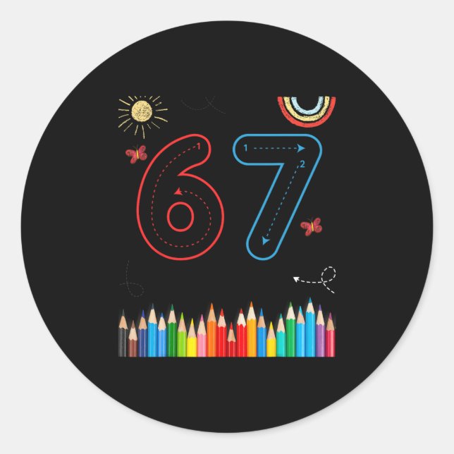 Adesivo Redondo 67 Tracing Funny Meme Elementary School Teachers  (Frente)