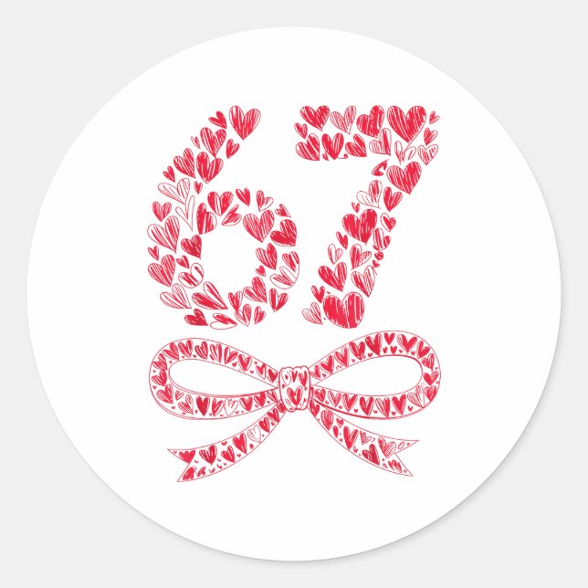 Adesivo Redondo 67 Valentine’s Day Heart Meme – Trendy Six Seven  (Frente)