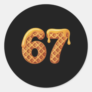 Adesivo Redondo 67 Waffles Meme Divertido Seis Sete Gíria