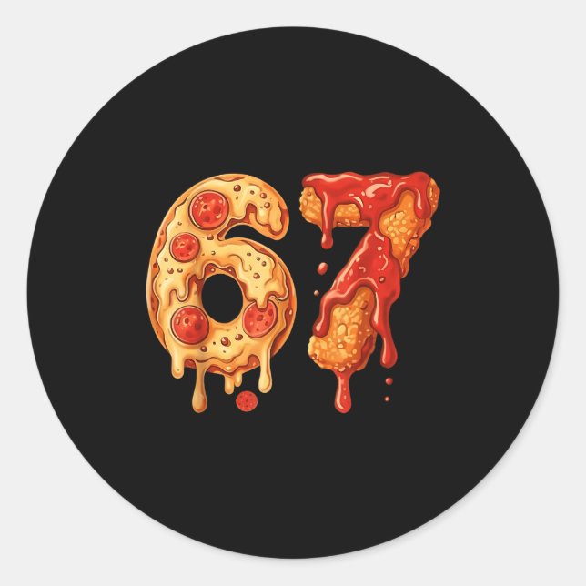 Adesivo Redondo 67 Zza Meme Funny Six Seven Gen Alpha Slang Kids D (Frente)