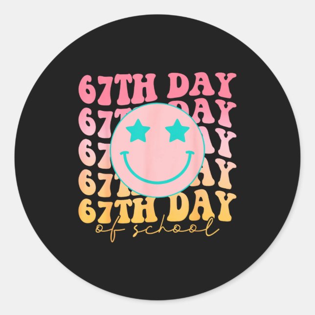 Adesivo Redondo 67th Day Of School Shirt 67 Days Smarter Teacher B (Frente)