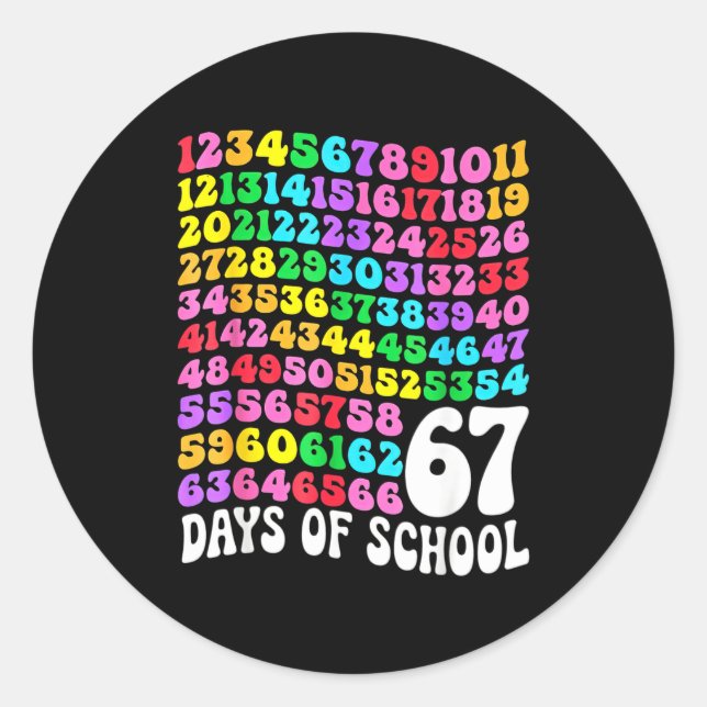 Adesivo Redondo 67th Day Of School Teacher 67 Days Math Numbers  (Frente)