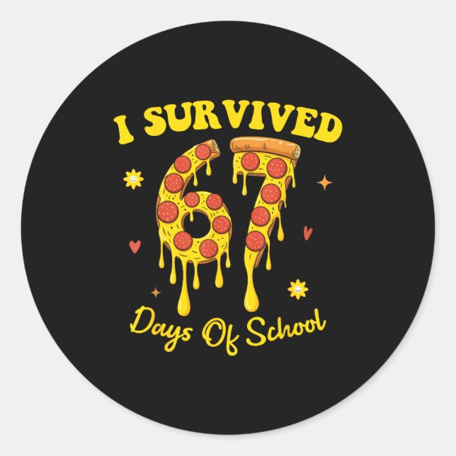 Adesivo Redondo 67th Day Of School Zza Slice 67 Days Of School Boy (Frente)