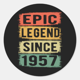 Adesivo Redondo 68 Anos De Idade Dia 1957 Legenda Epic 68º Anivers