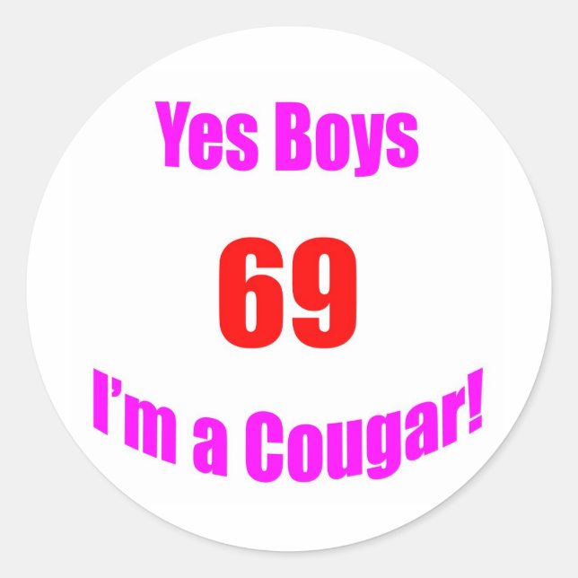 Adesivo Redondo 69 Cougar Birthday (Frente)