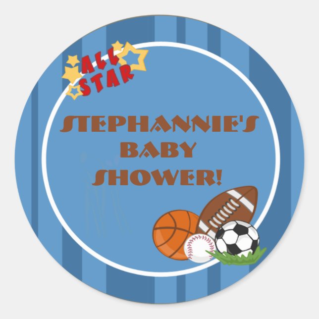 Adesivo Redondo 6 - 3" Favor Stickers All-Star Blue (Frente)