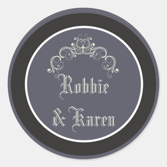 Adesivo Redondo 6 - 3" Favor Stickers Black Tie Affair Elegan (Frente)