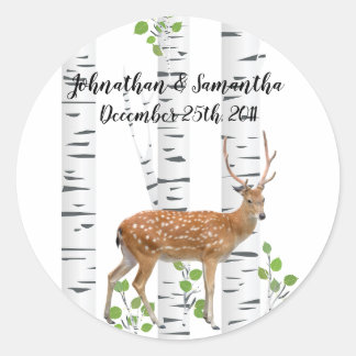 Adesivo Redondo 6 - 3" Favor Stickers Deer Doe Woodland Buck Labo