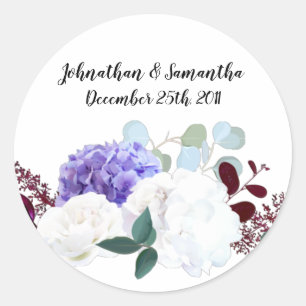 Adesivo Redondo 6 - 3" Favor Stickers Lavanda Hibiscus no Whit