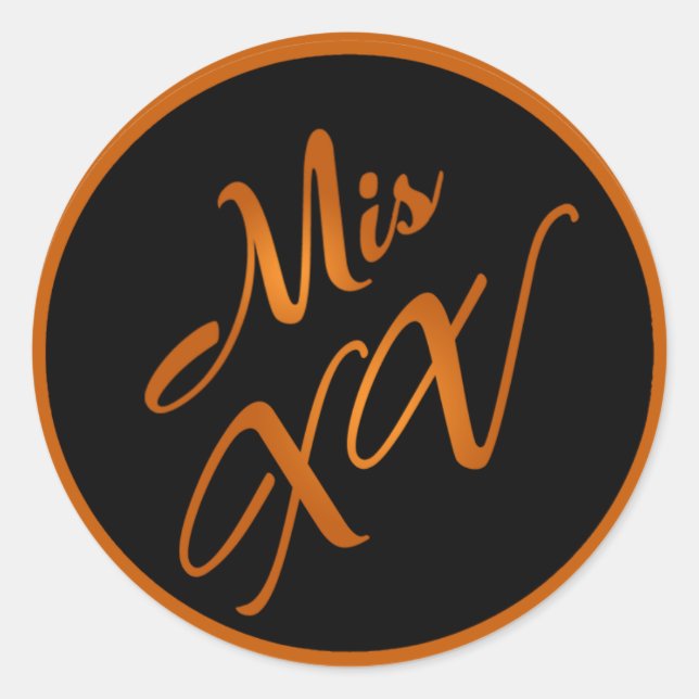 Adesivo Redondo 6 - 3" Favor Stickers Mis XV Laranja Preto (Frente)