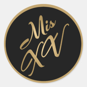 Adesivo Redondo 6 - 3" Favor Stickers Mis XV Preto Dourado