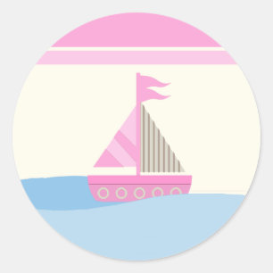 Adesivo Redondo 6 - 3" Favor Stickers Naut Sail Boat Whale