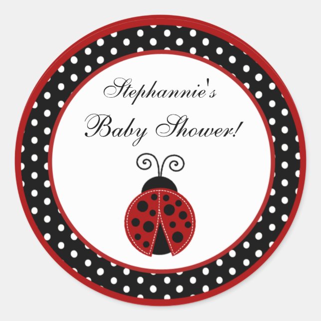 Adesivo Redondo 6 - 3" Favor Stickers Red Ladybug (Frente)