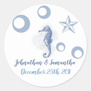 Adesivo Redondo 6 - 3" Favor Stickers Seacavalo Sea Ocean Beach