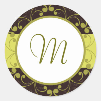 Adesivo Redondo 6 - 3" Favor Vinhetas Leves/Vidro Verde