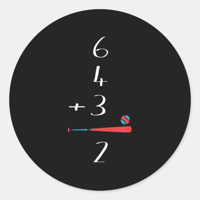 Adesivo Redondo 6 4 3 2 Beisebol em dupla jogada (Frente)