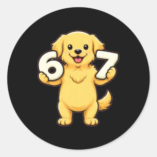 Adesivo Redondo 6 7 Cachorro Golden Retriever Professor de Matemát