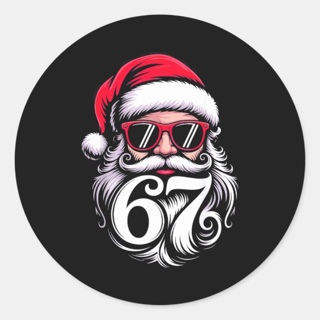 Adesivo Redondo 6 7 Christmas 67 Santa Six Seven  (Frente)