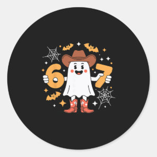 Adesivo Redondo 6 7 Fantasma de Halloween 67 Meme Gen Alpha Seis S