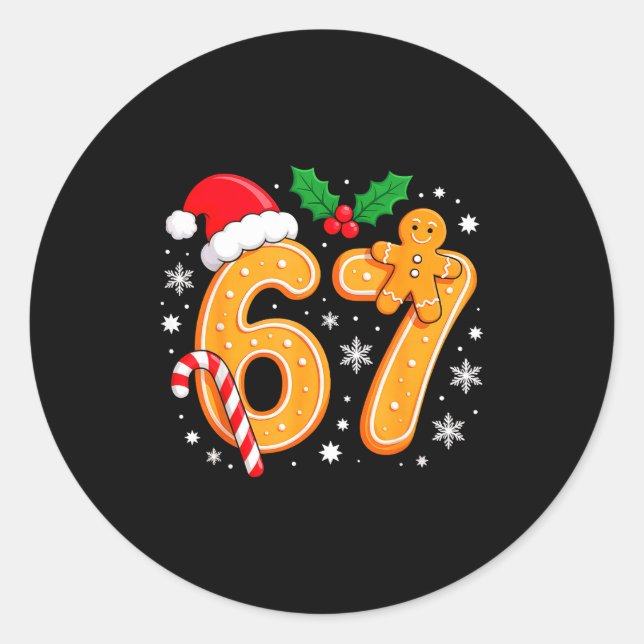 Adesivo Redondo 6 7 Meme Christmas 67 Six Seven Cookies Gingerbrea (Frente)
