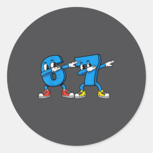 Adesivo Redondo 6 7 Meme Dab Números