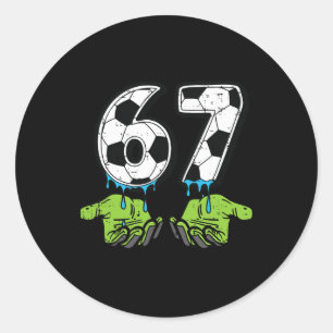 Adesivo Redondo 6 7 Meme Futebol Gotejamento Engraçado 67 Seis Set