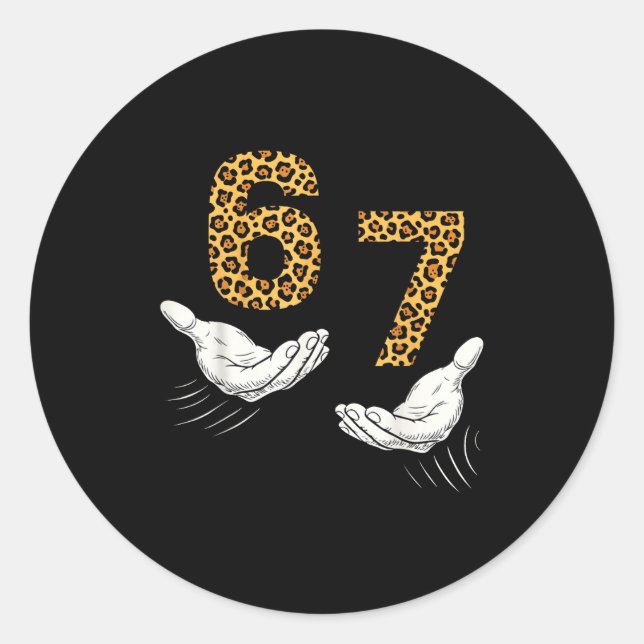 Adesivo Redondo 6-7 Meme Leopard Cheetah Cool Six-seven Funny  (Frente)
