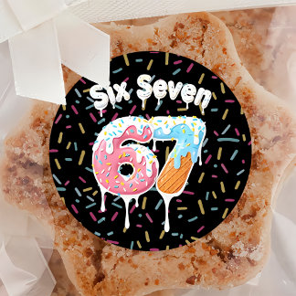 Adesivo Redondo 6 7 Meme Trend Six Seven Birthday Sticker