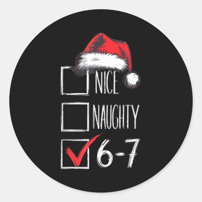 Adesivo Redondo 6-7 Nice Naughty 67 Christmas  (Frente)